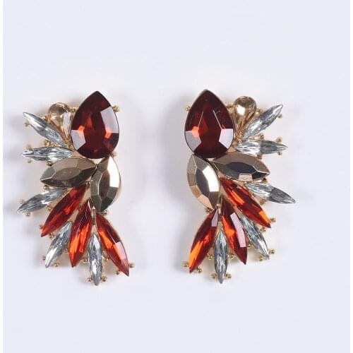 Fashion Red Green Crystal Drop Earrings for Women Female Geometric Cute Zirconia Woman Earring Statement Jewelry Wholesale