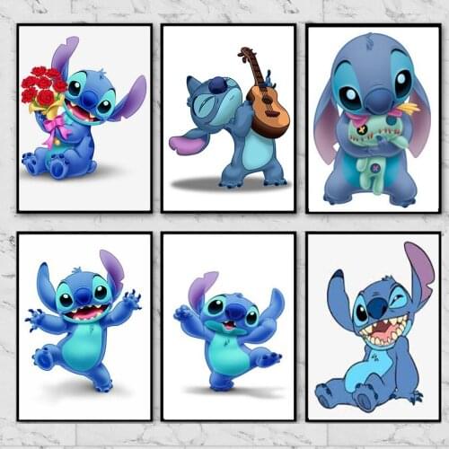5D Diy Diamond Painting Kit Disney Anime Lilo & Stitch Cute Stitch Diamond Embroidery Mosaic Cross Stitch Home Decoration Gift