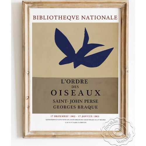 Georges Braque Exhibition Museum Print Poster, L'ordre Des Oiseaux Abstract Canvas Painting, Geometry Pattern Gallery Wall Decor