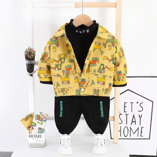 2020 Halloween And Christmas New Toddler Boys Clothe Western-Style Jacket Children Casual Suit Three-Piece Digging Machine 0-3st
