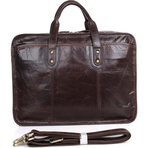 2018 Mens Briefcase Genuine Leather Man Travel Business Brand Large Capacity 15inch Handbag Shoulder Crossbody Messenger bags