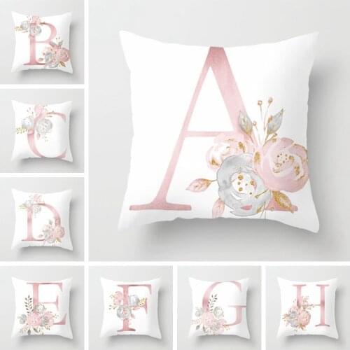 Pink Letter Cushion Cover Tropic Throw Pillow Cover Polyester Cushion Case Sofa Bed Decorative Pillow