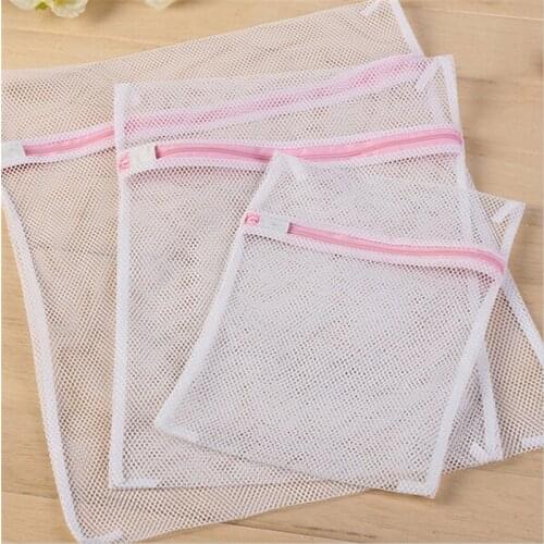 3 Size Zippered Mesh Laundry Wash Bags Foldable Delicates Lingerie Bra Socks Underwear Washing Machine Clothes Protection Net