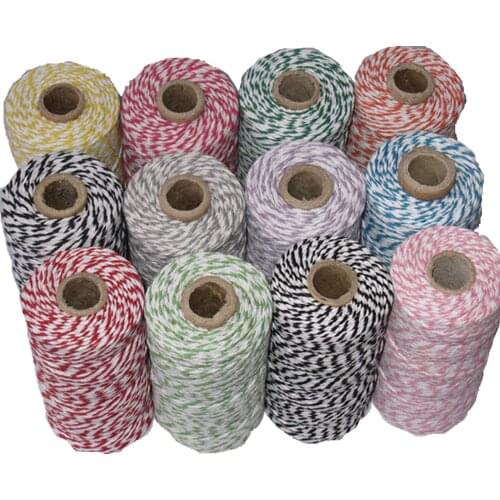 3 Pcs/lot 42 color Cotton bakers Twine 12ply cotton twine cotton twisted rope 100meter spool for DIY Packing