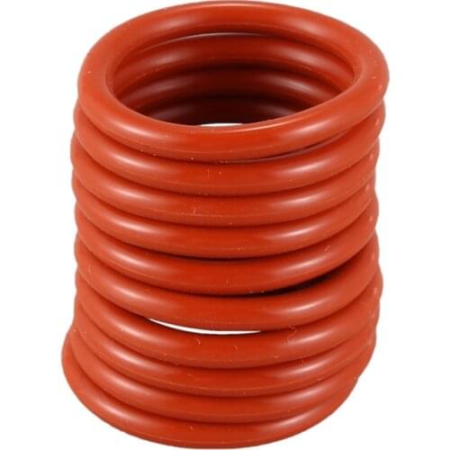 28 mm x 3 mm Silicone O Ring Oil Sealing Washers Red 10 pcs
