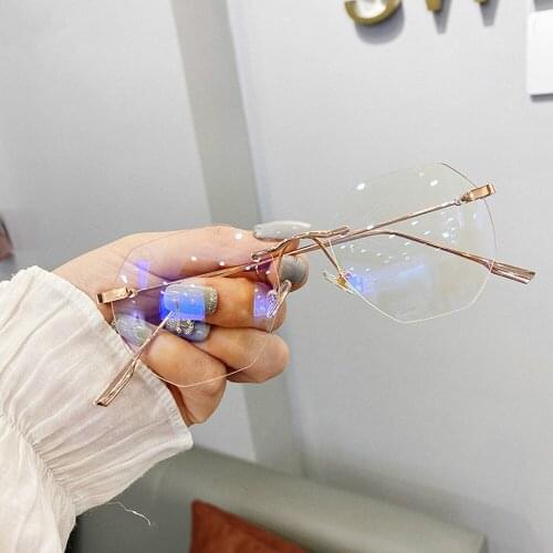 Blue Light Blocking Rimless Glasses Frame Women Spectacle Myopia Transparent Glasses Men Eyeglasses Optical Frames Adult Glasses