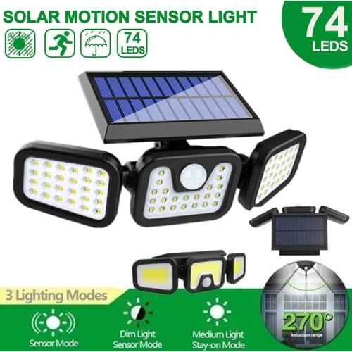 LED Solar Wall Lamp outdoor Powered Sunlight 3 Modes PIR Motion Sensor 270 Wide Angle Illumination for Garden Decoration Street