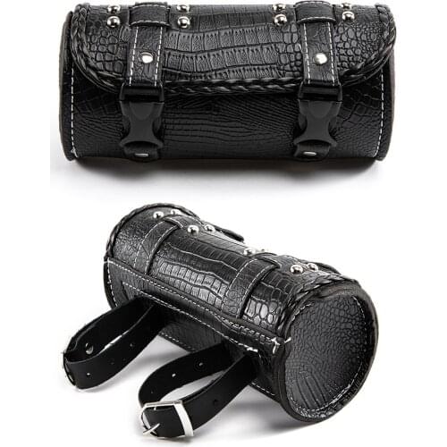 Universal Motorcycle PU Leather Saddlebag Tool Storage Bag Front Fork Roll Saddle Luggage Bags For Honda Suzuki Yamaha