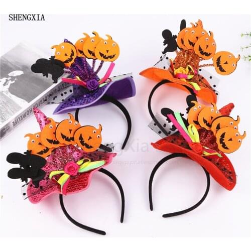 2019 Halloween sequins headband pumpkin witch hat holiday party adult children atmosphere show party hat