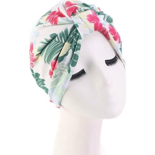 Muslim Print Stretch Turban Ruffle Hair Hats Beanie Bandanas Scarf Head Wrap Headwear for Women 18