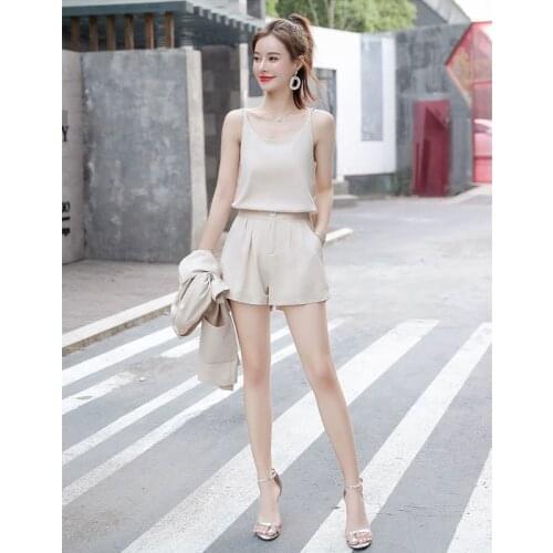 Womens Suits Blazer With Shorts Three Piece Club Set Women Outfit Chiffon Suit Spaghetti Strap Tops Pants Overwear Office Party
