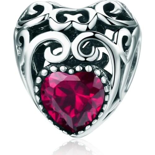 ANNA QUEEN July Birthstone Charms Leaves Wave Heart Bead Charms fit Charm Bracelet Necklace