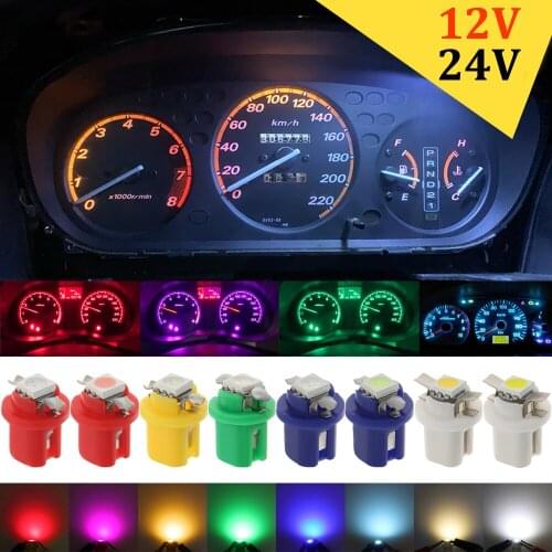10pcs DC 12V 24V T5 B8.5 Led T5 SMD 5050 1SMD LED Car Light Instrument Bulb Gauge Dashboard Interior white red amber green blue
