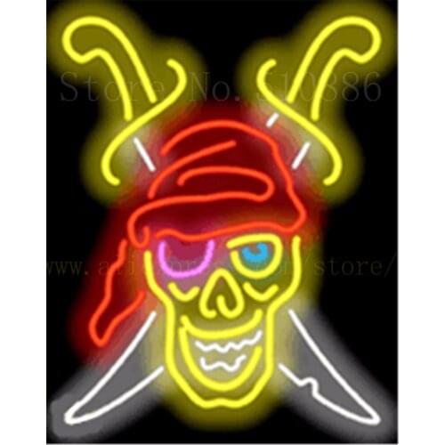 19*15" Pirate Tattoo Graphic NEON SIGN REAL GLASS BEER BAR PUB LIGHT SIGNS store display Packing Bulbs home Advertising Lights