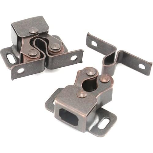 2pcs Metal Door Stop bumper Closer Stoppers Damper Buffer invisible Wardrobe lock cabinet catches with clips Furniture Hardware