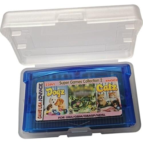 32 Bit Video Game Cartridge Console Card 23 in 1 Compilation English Language For USA Transparent blue