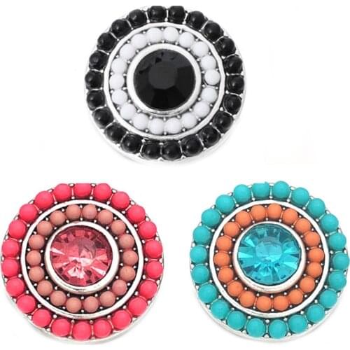 5pcs/lot New Snap Button Jewelry Colorful Bead Circle Round 18mm Snap Buttons Fit Snap Jewelry Bracelet Bangle Necklace Jewelry