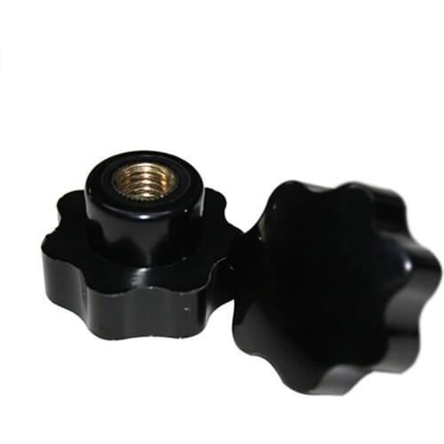 5Pcs Plum Bakelite Hand Tighten Nuts Handle Star Mechanical Black Thumb 25 OD Metal Plastic M6