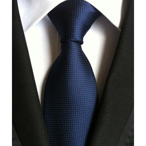 8cm New Classic Ties Unique Designer Solid Navy Blue Geometric Necktie