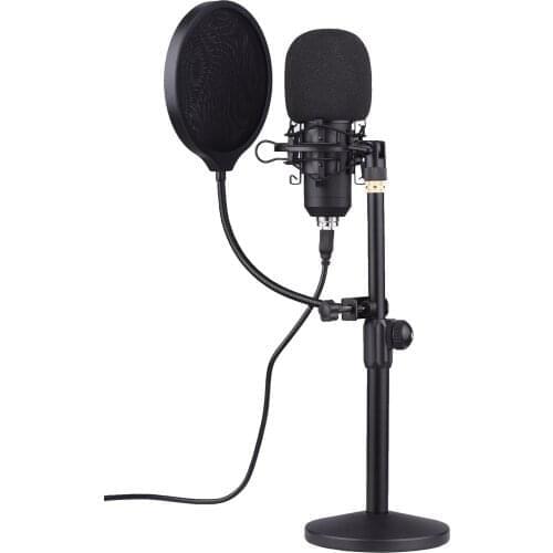 Ammoon Professional Desktop USB Condenser Microphone Round Head High Sampling Rate Monitor Function Plug-And-Play Capacitor Mic
