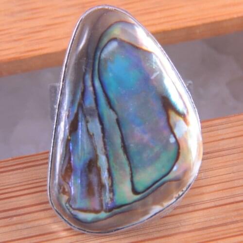 Free Shipping Blue New Zealand Abalone Shell Finger Ring SZ 8-11 Z101