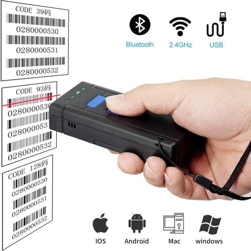 Bluetooth Barcode Scanner,1D Laser Portable Bluetooth Wireless USB Wired 3 in 1 Barcode Scanner with 16M Memory