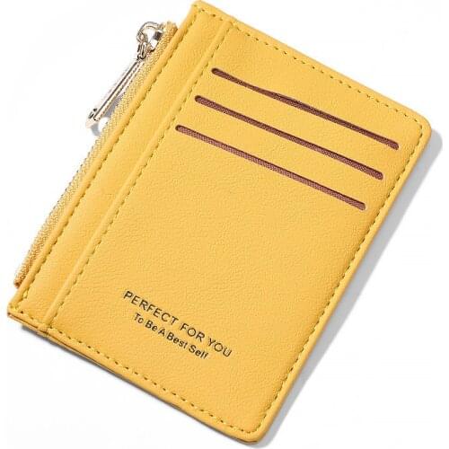 Brand Yellow Women Wallet Soft PU Leather Female Purse Mini Hasp Card Holder Coin Short Wallets Slim Small Purse Zipper Girls