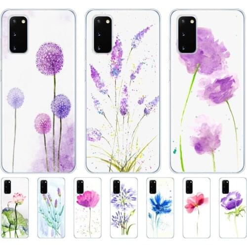 Case for samsung galaxy S20 PLUS Ultra S10 lite cover for samsung note 10 plus lite Watercolor flower Dandelion Lotus lavender