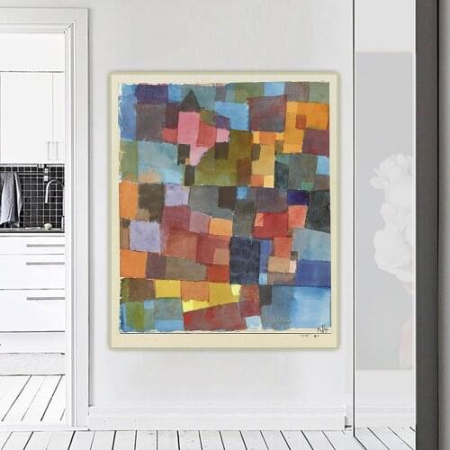Citon Paul Klee《Room architectures (on cold-warm)》Canvas Oil Painting Artwork Print Poster Picture Wall Decor Home Decoration