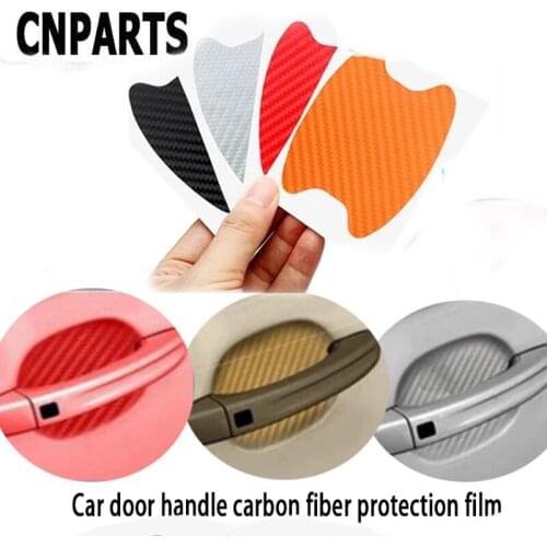 CNPARTS 4Pcs For Skoda Octavia A5 A7 2 Fabia Yeti BMW E60 F30 X5 E53 Inifiniti Car Door Handle Carbon Fiber Protection Sticker