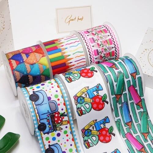 DIY Back To School Printed Grosgrain Ribbon For Craft Supplies Sewing Accessories 5 Yards, Planar Resins Mold 10 Pieces. 52839