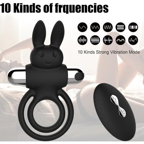 Men Cock Ring Vibrators Rabbit Penis Ring Vibrator Time Delay Clitoris Stimulate Cockrings for Male Adult Toys