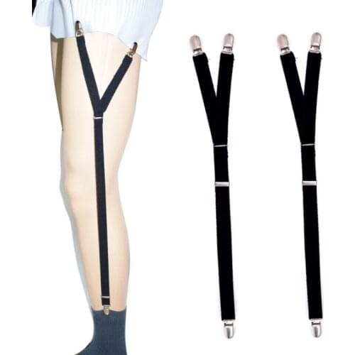 2Pcs/Set Y Style Elastic Leg Suspender Strap Shirt Stays Non-slip Locking Clamps