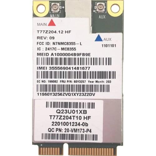 Gobi3000 MC8355 FRU 60Y3257 GPS 3G WWAN Card for W530 T430 X230 T430 L420 L530 T420i L430 X220 MC8355 x230i