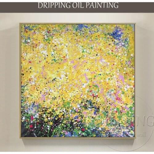 Skilled Artist Pure Hand-painted High Quality Abstract Oil Painting for Wall Decor Rich Colors Abstract Yellow Oil Painting