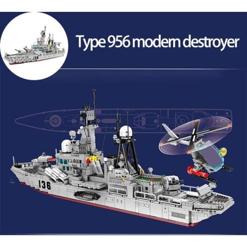 Sembo Block Military Series Type 956 Modern Destroyer War Modular Weapons Warship Building Block Brick Model Toys Birthday Gifts