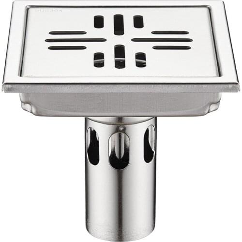 Square 304 stainless steel brushed deodorant floor drain,Bathroom shower balcony sewer anti-blocking floor drain,J18157