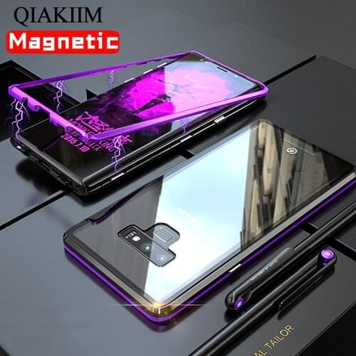 Magnetic Case For Samsung Galaxy S8 S9 Plus Note 9 8 Metal Frame Tempered Glass Cover Cases For iPhone XS Max Xr X 8 7 6 6S Plus