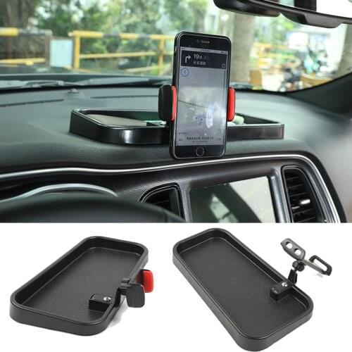 NHAUTP Multi-function Center Console Mobile Phone IPad Bracket For Dodge Challenger 2015+ GPS Holder Storage Box Car Accessories