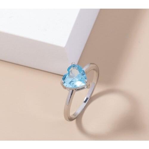 Fashion Micro Heart Sky Blue Zircon Wedding Lover Ring Luxury Designer Jewelry for Women Party Gift Copper White Gold Rings