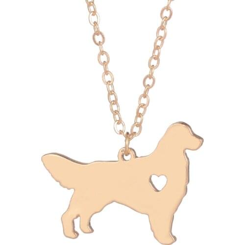 Fashion Cute animal Golden Retriever dog with heart Pendant Choker Necklace for women Trendy charm christmas gift Jewelry