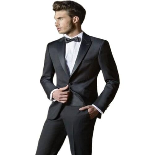 Tailor Made Fashion Suits Groom Tuxedos Silver Grey Ceremony Groomsman Boy Bridegroom Suit(jacket+pants+bow tie) Men Suits