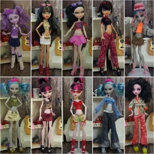 Fashion Doll Clothes Set for Monster High Doll Outfits Short Top Shirt & Pants Trousers Skirt For Bratz Dolls DIY Toys