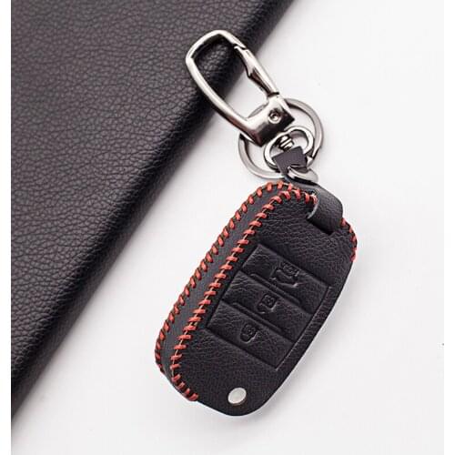 Fashion Leather Car Key Case Cover For Kia Optima 13-16 For Sportage Protection Genuine Leather Fob Alma Rio For Carens 2018