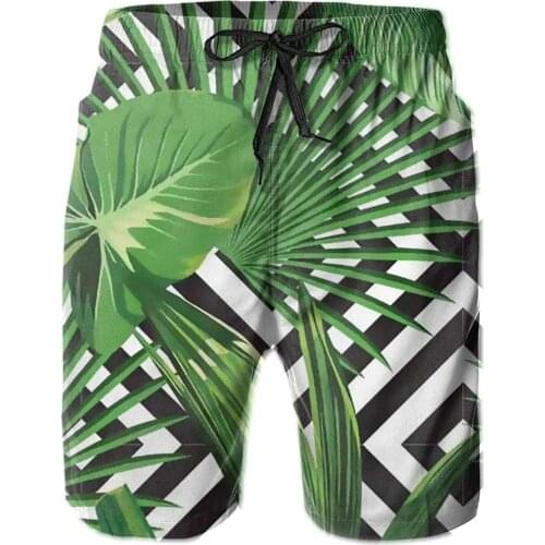 Mens Swim Trunks Leaves Zigzags Swimtrunks Board Shorts Quick Dry Athletic Summer Beach Shorts Outfit Pants