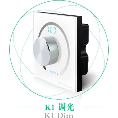 K1+T1 Wall mounted glass panel led dimmer with wireless rf remote control 24V led wall dimmer