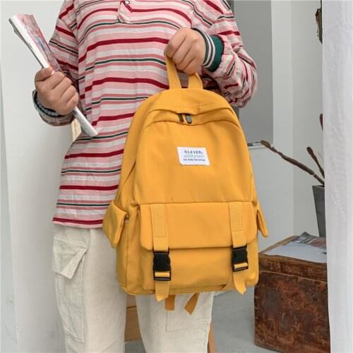 New Nylon Waterproof Backpack Fashion Solid Color Student Women Backpack Cute School Bag For Girl Japanese Style Simple