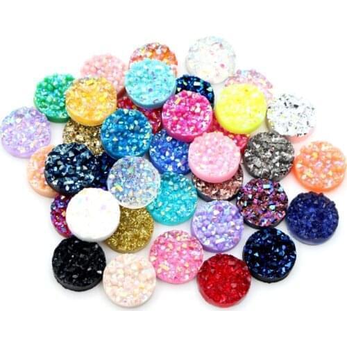 New Fashion 10mm 40pcs/Lot Mix AB Colors Natural ore Style Flat back Resin Cabochons For Bracelet Earrings accessories