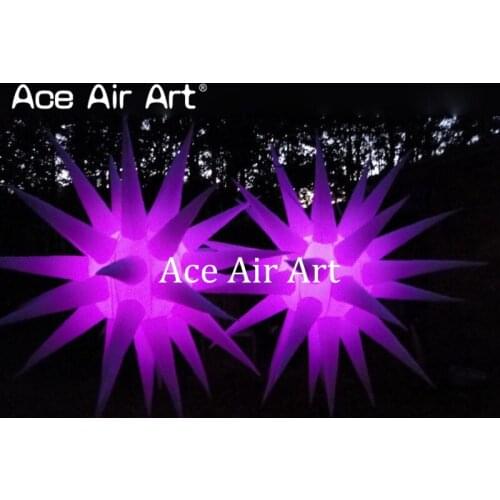 Newest Ceiling corn decoration hanging inflatable round horns ball star with cone for night club or DJ decoration