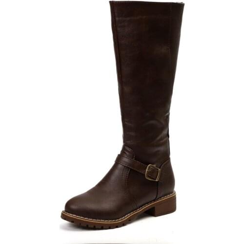 New Women Platform Boots Fashion Black Boots Woman Solid Shoes Womens Spring Autumn Female Thick Bottom Low-heeled Ladies Boots